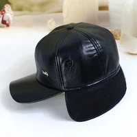 outdoor cap fashion adjustable winter warm middle aged mens baseball cap new years gift suede leather ear protection hat man