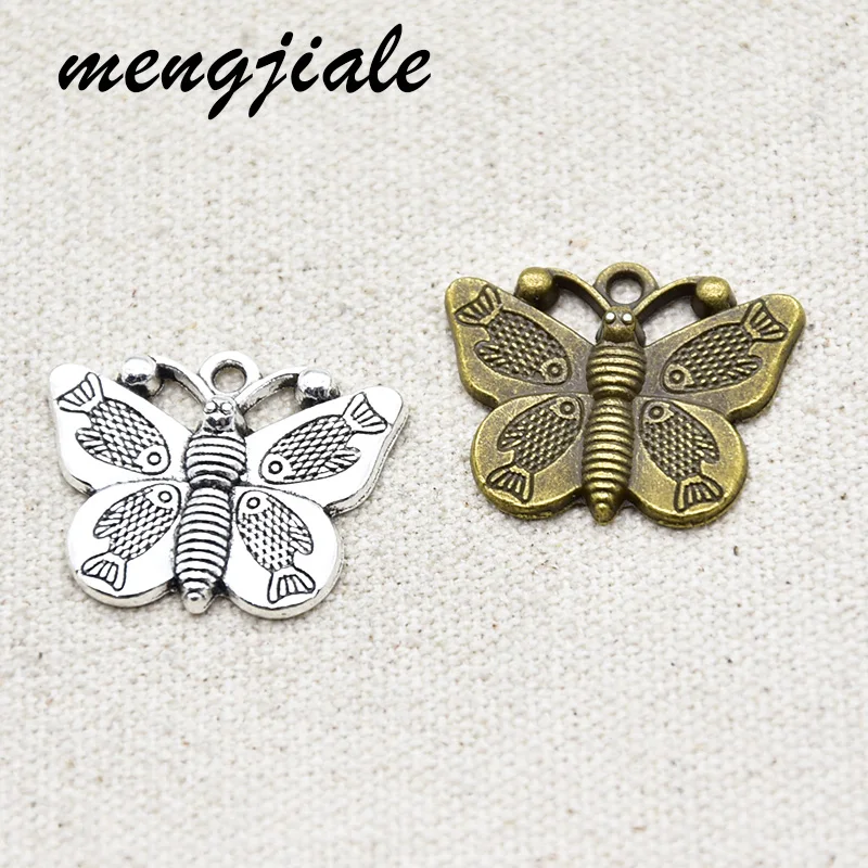 

8 шт.; Оптовая продажа; Детское нижнее белье из двух Цвет очаровательные браслеты бабочки из цинкового сплава в виде металлической подвески для DIY ювелирные изделия ручной работы для производства комплектующих для 27*22 мм