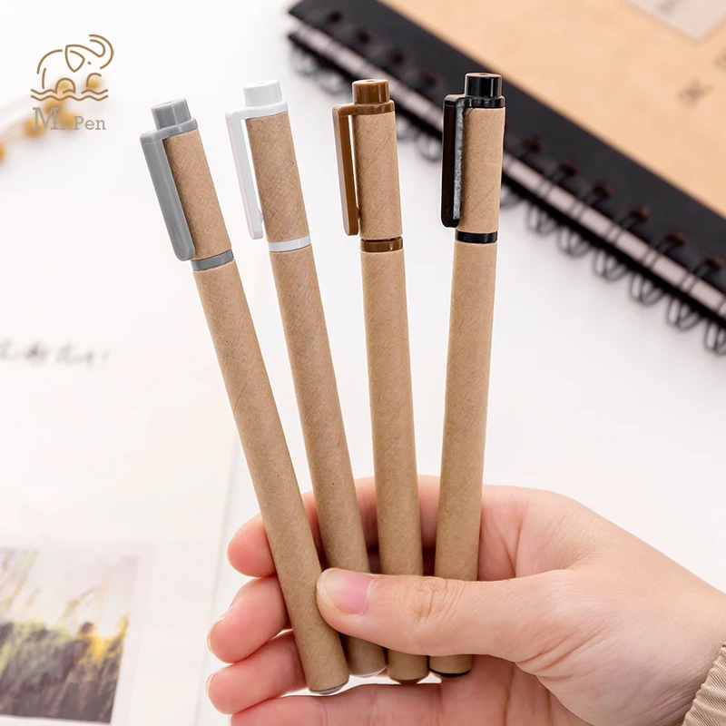 

10pcs/set Kraft Paper Gel Pens Black Ink Pen School Office Supplies Signature Pen Writing Stationary Business Gifts 0.5mm