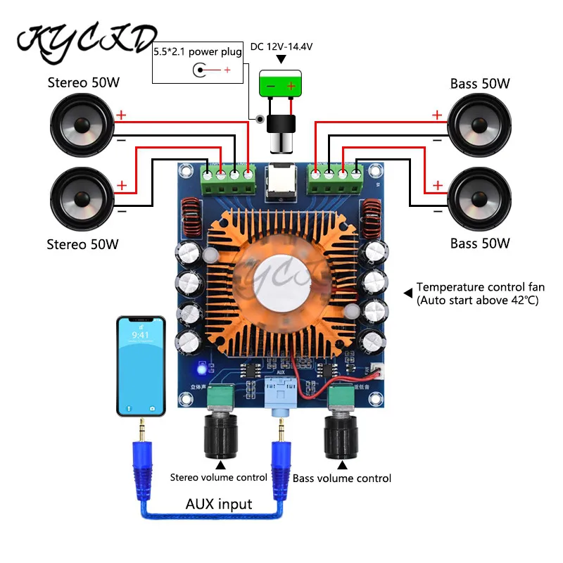 TDA7850 High Power Audio Amplifier Board 50W*4 4 Channel Automotive HIFI Grade AMP Subwoofer Bass Home Theater Speaker XH-A372