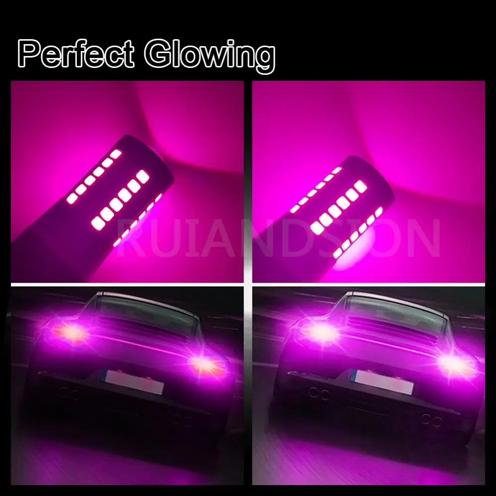 

2pcs 7443 7440 T20 Car Turn Signal Reversing Backup Park Daytime Running Lights Led Bulb 2835 SMD 960LM 12V 24V Pink Purple 7.5W