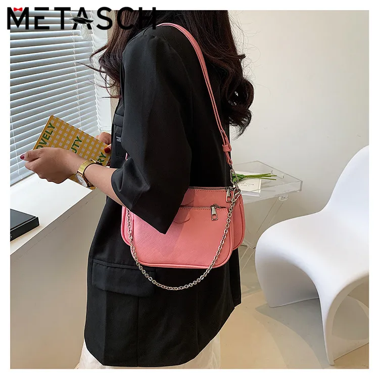 

METASCH 2021 S/S New Fashion Chain Crossbody Bags Big & Small Composite Bag Shoulder Messenger Bag Women Handbag Ins