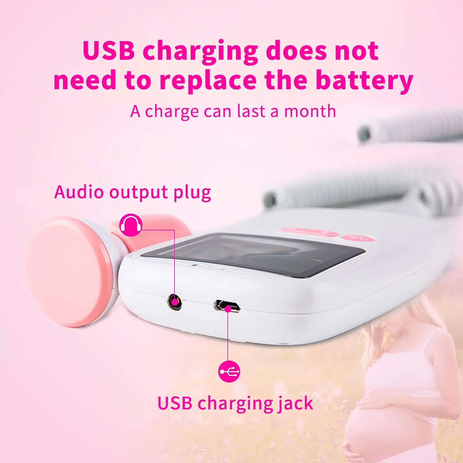 

Infant Heartbeat Detector Pregnant women Fetal Meter Household Monitoring Heartbeat Sound Monitor Health Doppler Fetal Detector