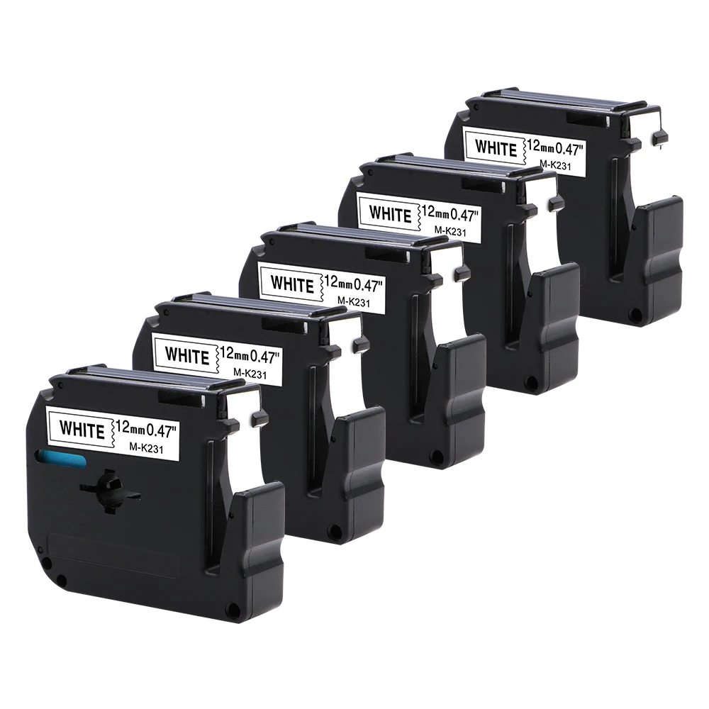 Fimax 5 шт. MK231 фотография совместима с Brother P Touch Tape 12 мм черно белая пластиковая