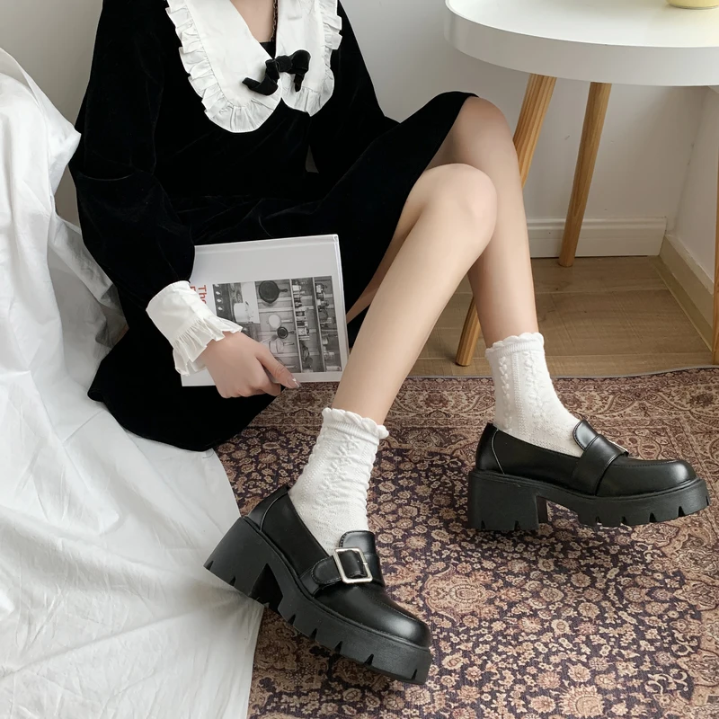 

Casual Woman Shoe Female Footwear All-Match Clogs Platform Round Toe Modis British Style Oxfords Summer Dress On Heels Creepers
