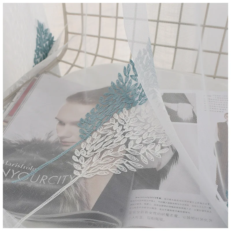 

New Nordic Rich Tree Modern simple curtain yarn embroidery yarn embroidery finished yarn curtain white