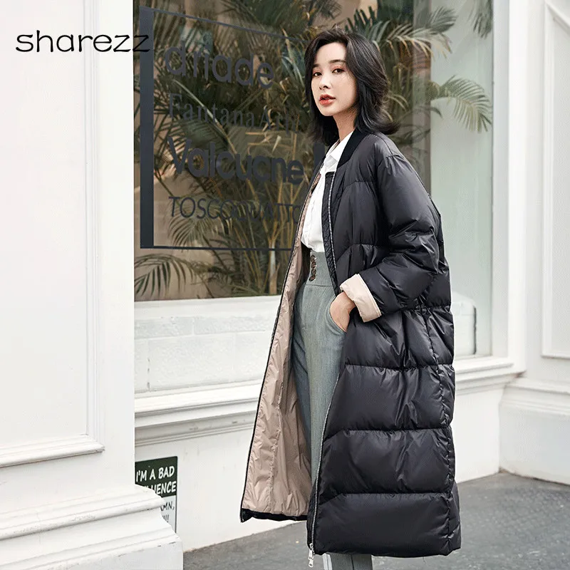 Белая куртка на утином пуху Женская Толстая Длинная зимняя теплая женская