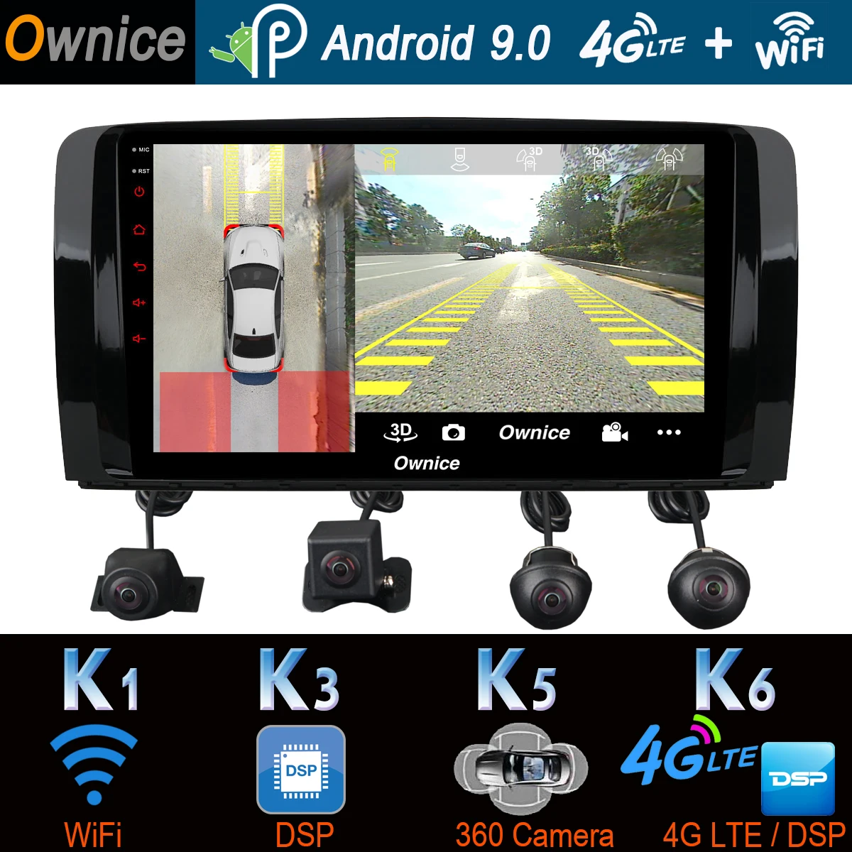 1Din 360 ° камера 4G LTE WiFi Android 9,0 4G+ 64G SPDIF DSP CarPlay автомобильный мультимедийный плеер для Mercedes Benz R Class W251 gps радио