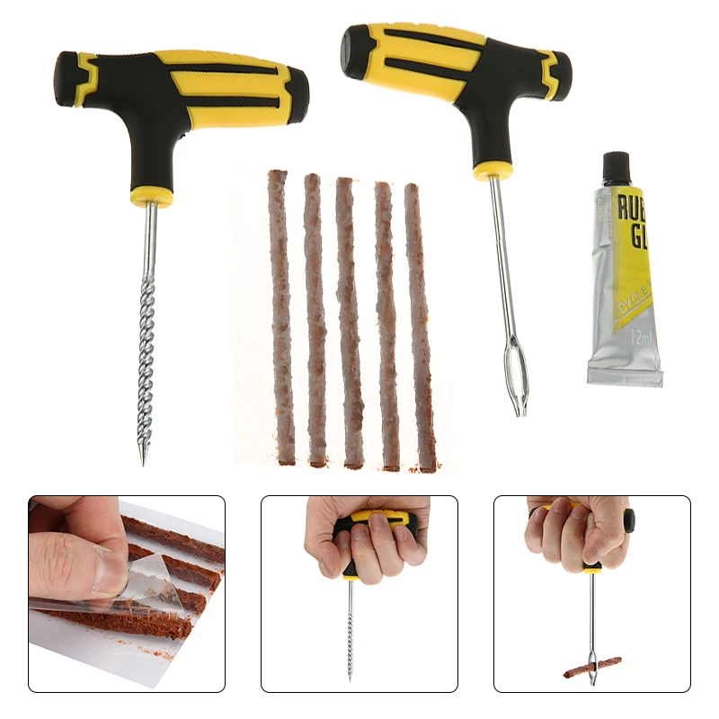 

1Set Car Tire Repair Kit Tubeless Tire Puncture Repairing Plug Repair Kits Needle Patch Fix Tools Accessories