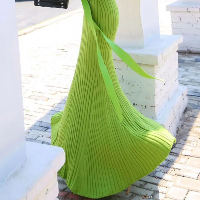 

2021 New Lantern Sleeve Ladies Sweater Dress Winter Turtleneck Solid Color Long Sleeve Temperament Knit Women's Dresses NBH66