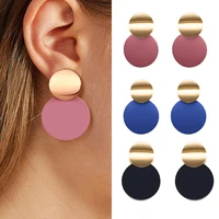 earrings for women girls pink sweet arcylic disc circle geometric dangle drop gold hoop earings brincos fashion jewelry