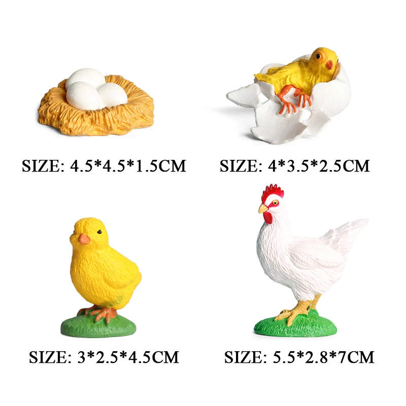 Oenux Милая ферма семья имитация курицы курица Баклажан цикл роста птицы животные
