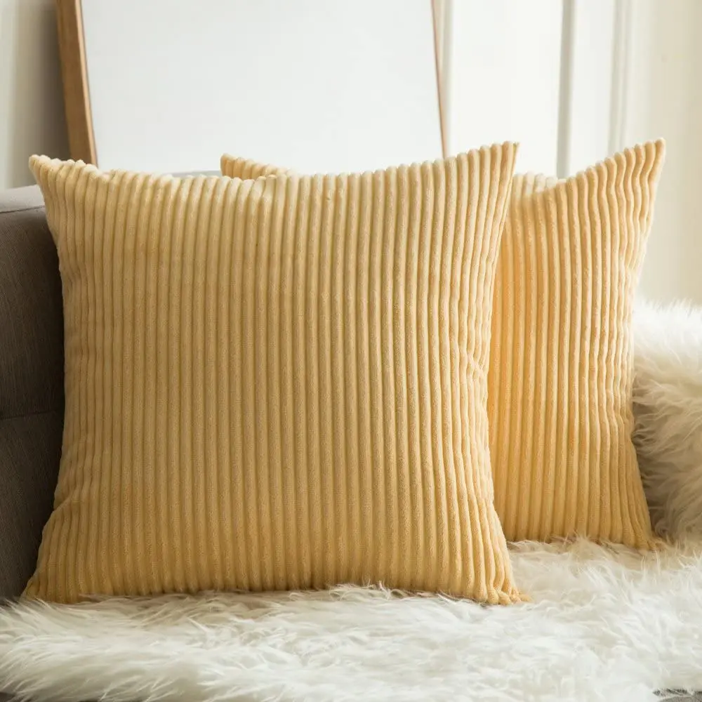 Doonall Striped Velvet Corduroy Solid Decorative Throw Toss Pillowcases Cushion Cover for Sofa Bedroom Car Pack of 2 | Дом и сад
