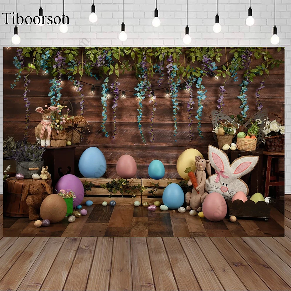 

Easter Spring Decoration Wood Board Backdrop Photography Carrot Bunny Eggs Newborn Baby Child Portrait Background Photo Studio