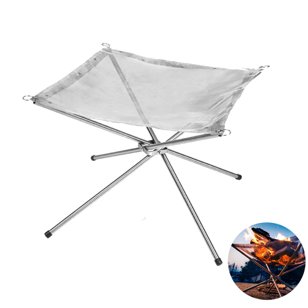 Outdoor Fire Burn Pit Stand Portable Solid Fuel Rack Folding Stove Frame Fast Heating Wood Charcoal Camping Tool | Спорт и