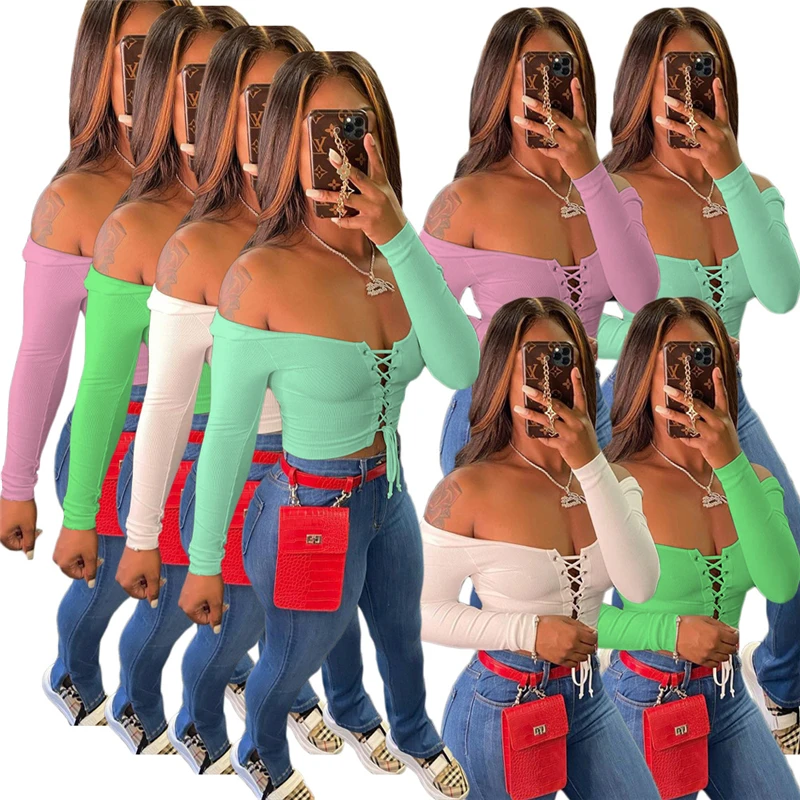 

Fashionable T Shirt Ladies Plain Crop Top Manga Larga Woman Tops 2021 Summer Sexy Hollow Out Shirt