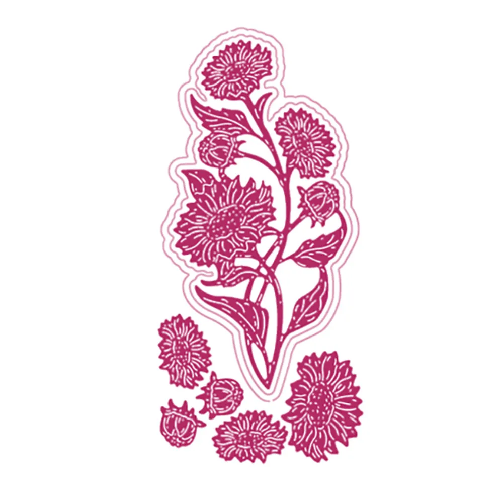 

2021 New DIY Sunflower Stems Metal Craft Cutting Dies for Scrapbook Paper Diary Decoration Embossing Template for Card Making