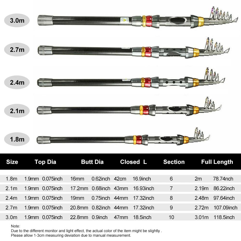 Портативная телескопическая удочка для спиннинга рыбы из углеродного волокна 1 8