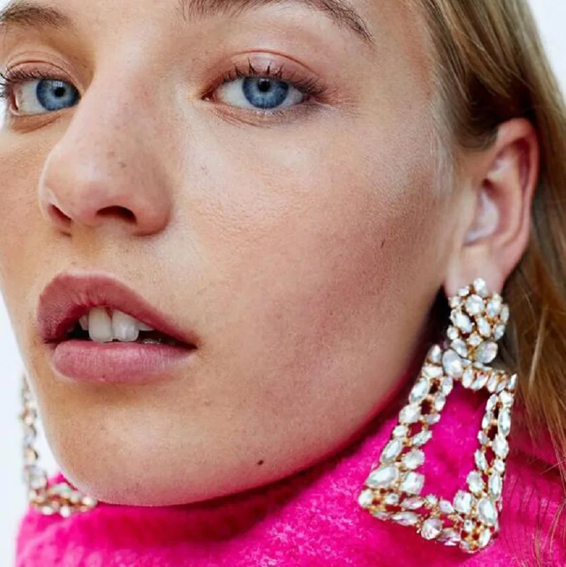 Серьги с перекрестными границами Za Новые полные прямоугольные серьги креативные