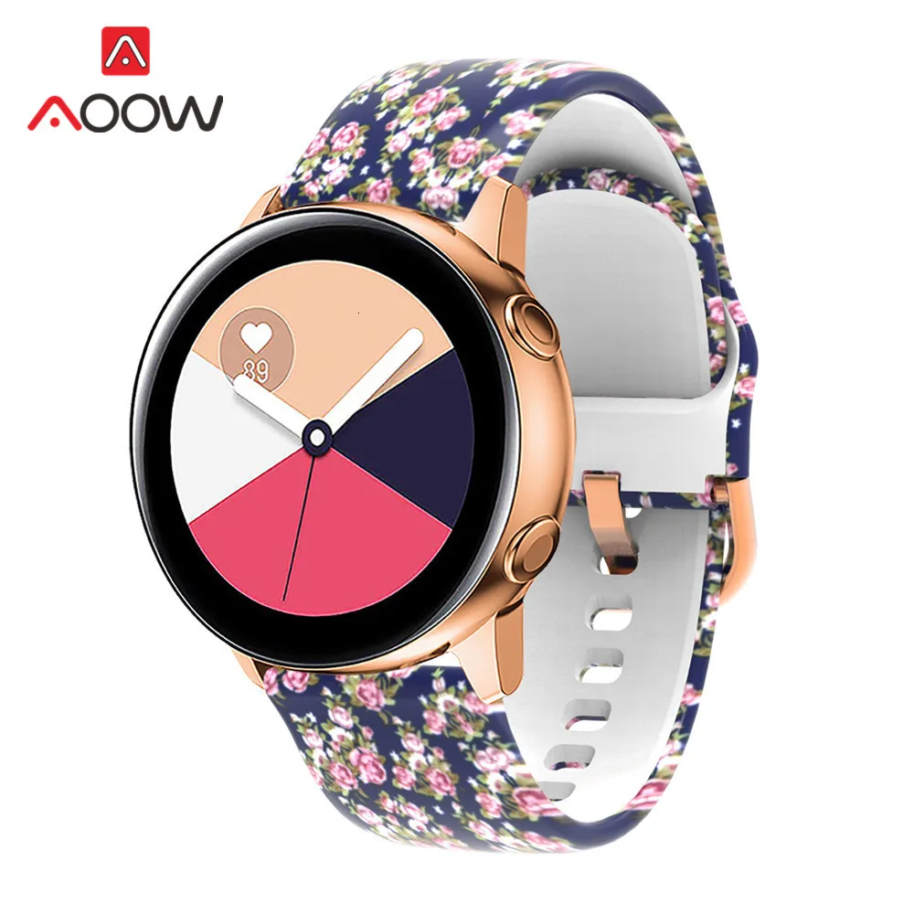 20 мм силиконовый ремешок для часов с принтом для samsung Galaxy Watch Active 42 мм gear Sport S2 Garmin Amazfit браслет ремешок Correa
