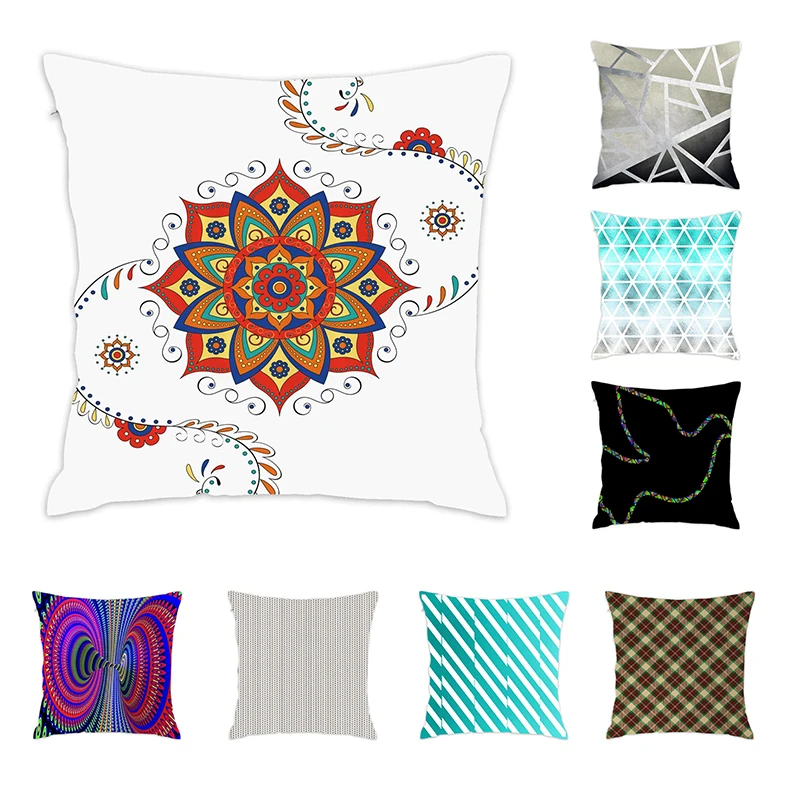 

[Douladou] Modern Tartan Pattern Geometric Pillowcase Plush Throw Cushion Sleeping Pillowcase Car Home Sofa Decorative 45x45cm