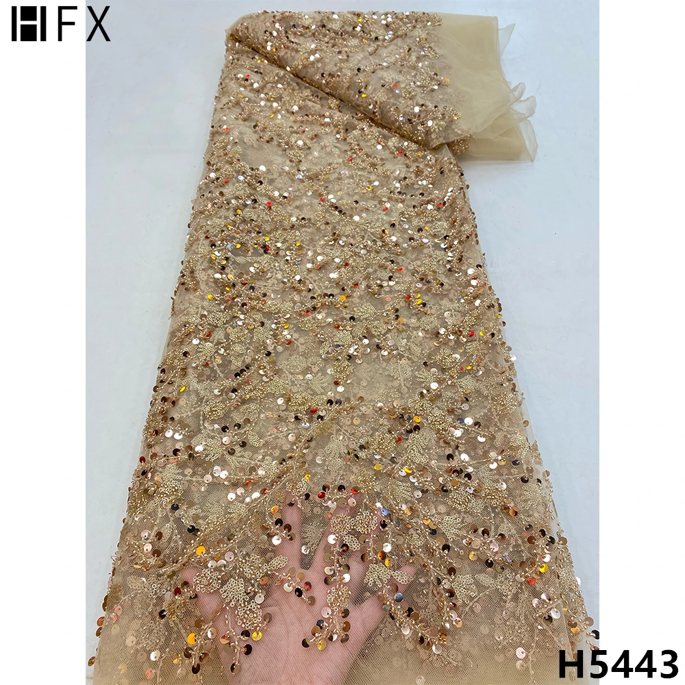 HFX 2021 green Handmade Lace Fabric Tissu Heavy Beaded Fabrics Luxury French sequins for Bridal Materials H5443 | Дом и сад