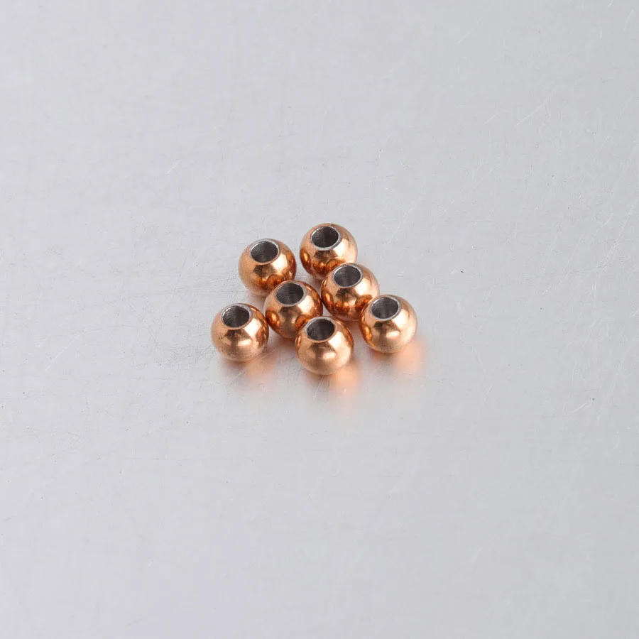5mm rose gold Fnixtar DIY свободные бусины из нержавеющей стали 5 мм шарообразные бусины отверстие 2 мм для DIY изготовления ожерелья 100 шт./лот - Цвет: 5mm rose gold