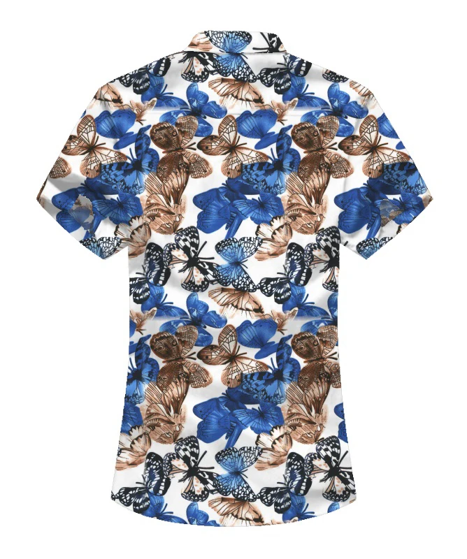 Мужская летняя рубашка с коротким рукавом и 3D-принтом бабочки Повседневная