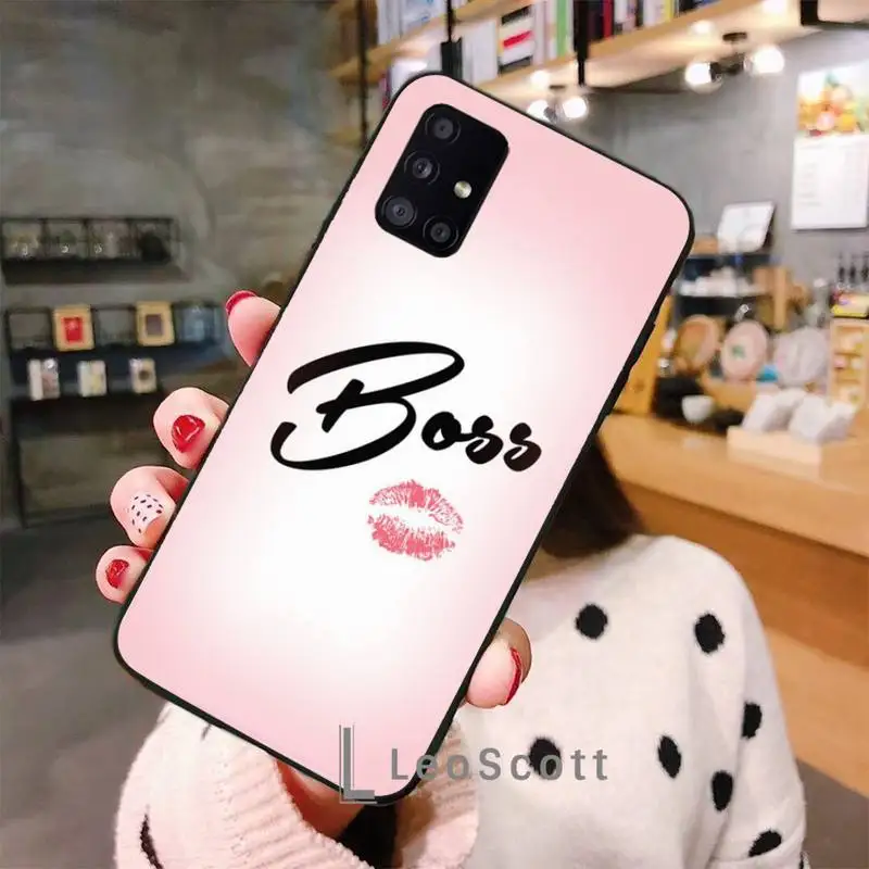 

Girl Boss Pink Women power text slogan Phone Case For Samsung A40 A50 A51 A71 A20E A20S S8 S9 S10 S20 Plus note 20 ultra 4G 5G