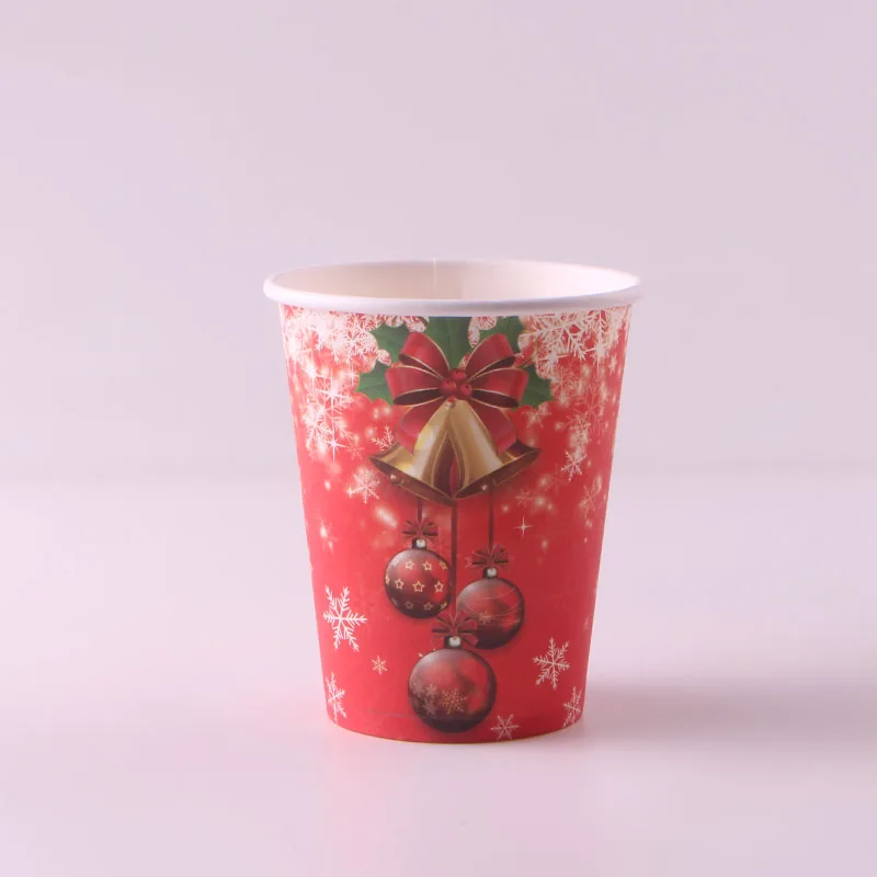 

50pcs High quality Christmas cup disposable cake pastry plate festival favors paper cups Santa Claus tableware party supplies
