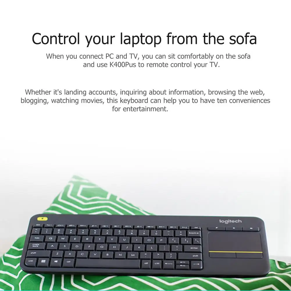 Оригинальная беспроводная сенсорная клавиатура Logitech K400 Plus с тачпадом для HTPC ТВ