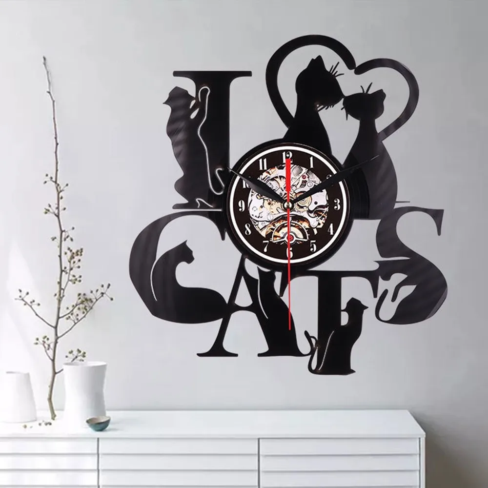 Ccreature винтажные 3D Ретро Настенные Часы светодиодный свет современные виниловые