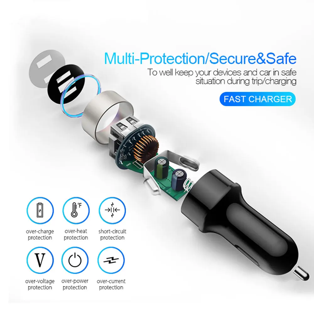 DSYCAR 3.1A LED дисплей двойной USB Автомобильное зарядное устройство для телефона