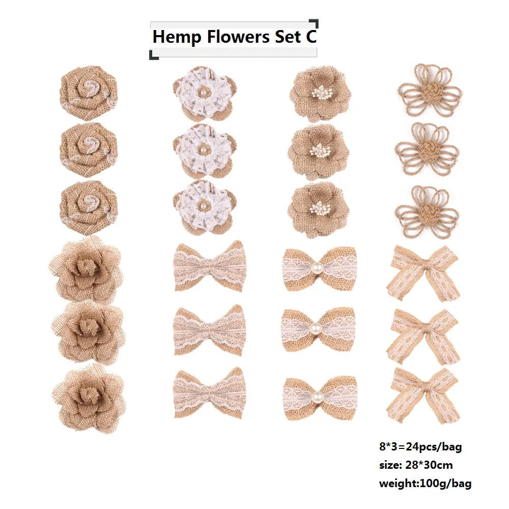 

Рождественские украшения из конопляной ткани банты с цветами Комплекты DIY декоративный наборы для ухода за кожей