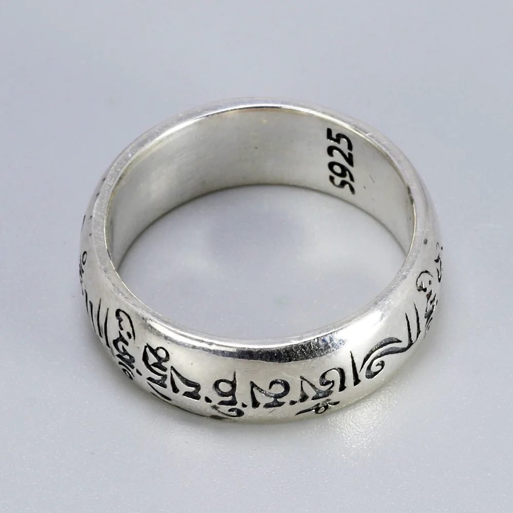 925 пробы серебряные кольца для мужчин и женщин шесть слов Ом Мани Падме Хум