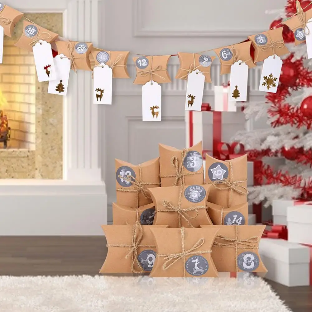 

Рождественская коробка для подушки с календарём и обратным отсчетом-рождественские аксессуары для подушек с наклейками коробка для конфет...