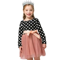 princess dress for girls 3st birthday party summer casual kids black white dot dress long sleeve children clothing 10 to 12 year