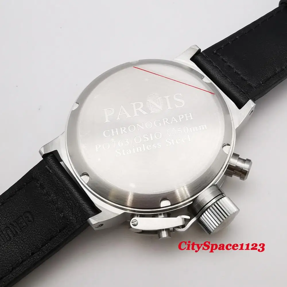 Часы наручные parnis мужские с хронографом Кварцевые водонепроницаемые большим
