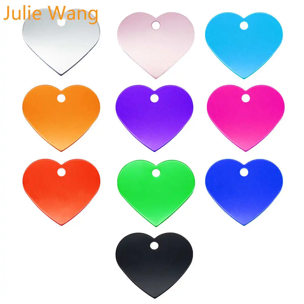 Julie Wang 10 шт Pet Id Dog бирка амулеты в форме сердца алюминиевая пустая Подвеска для