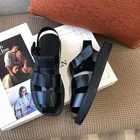 Женские сандалии из искусственной кожи, летние пляжные сандалии с ремешком с пряжкой и вырезами, крутая женская обувь, размер 35-40, 2021