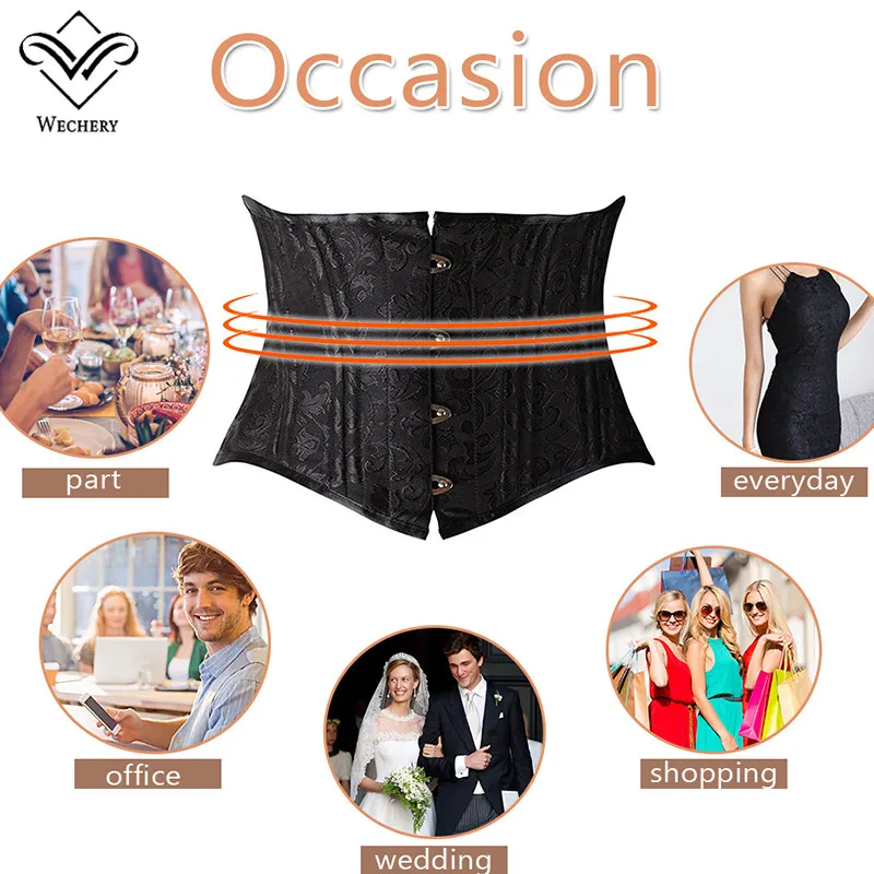 Short Vintage Waist Trainer 24 Steel Bone Slimmning Belly Belt Jacquard Girdle 23cm Rigid Tummy Sheaths Women Straps And Binders