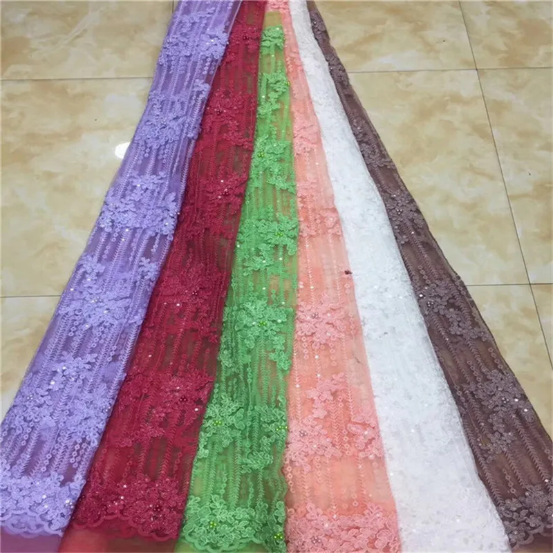 Высокое качество Французский Зеленый 3D Тюль Африканское кружево с бисером ткань