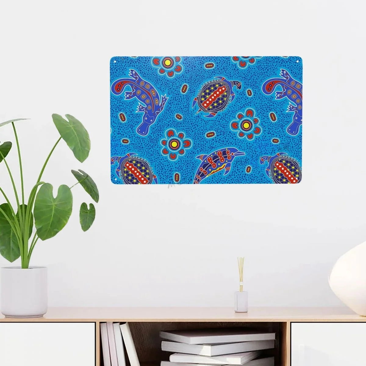 

Австралийские аборигенные искусства, металлические жестяные знаки, точечные морские животные, винтажная железная живопись, тарелка для га...