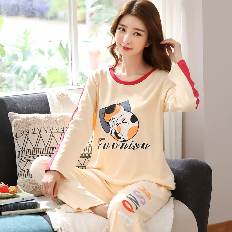 5831 M L XL XXL 3XL 4XL 5XL Женская одежда для сна с длинным рукавом, хлопок, комплекты одежды для сна, осенние пижамы, женские пижамы - Цвет: 5831