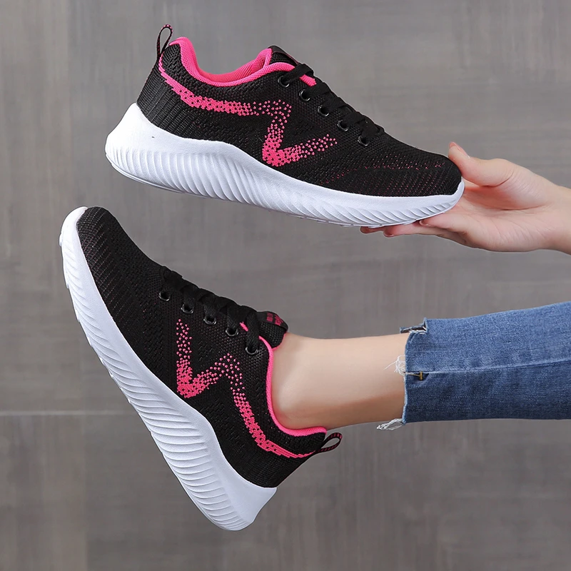 

Женские легкие кроссовки, уличная спортивная дышащая сетчатая удобная обувь для бега, сетчатые кроссовки со шнуровкой, 2021