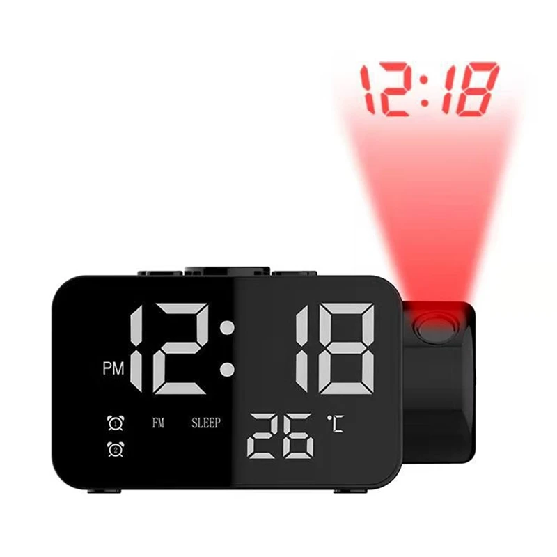 

Digital Alarm Clock for Bedroom, Projector Clock,USB Charger, Adjustable Ringer,12/24H,Loud Dual Alarms