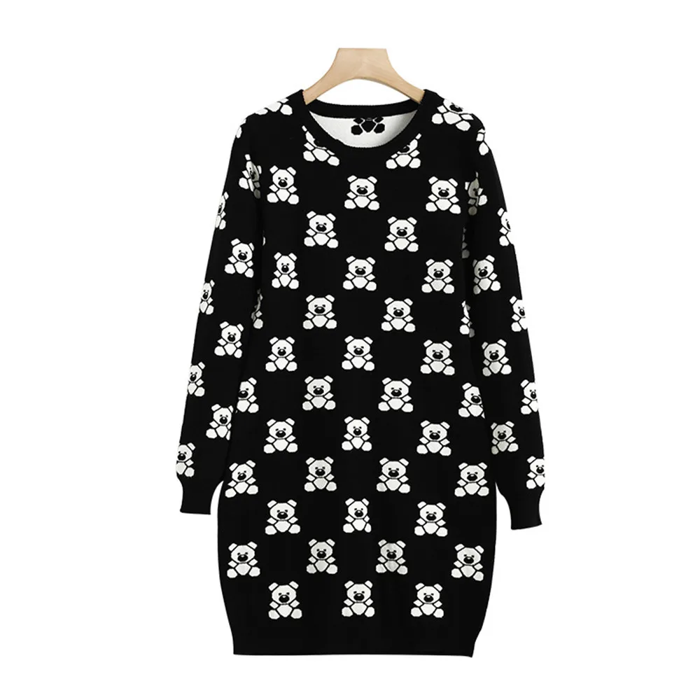 

WomenWinterFallLongSleeveKnittingSweaterCartoonPatternRoundNeckSlimFitOfficeLadyBottomingFemaleCasualKnitwears