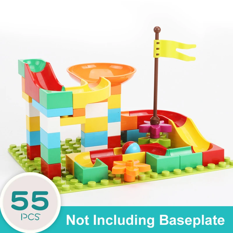 55pcs no baseplate Большой размер мраморный гоночный лабиринт, Шариковая дорожка строительные блоки DIY сборка воронки слайд Кирпичи игрушки для детей Подарки - Цвет: 55pcs no baseplate