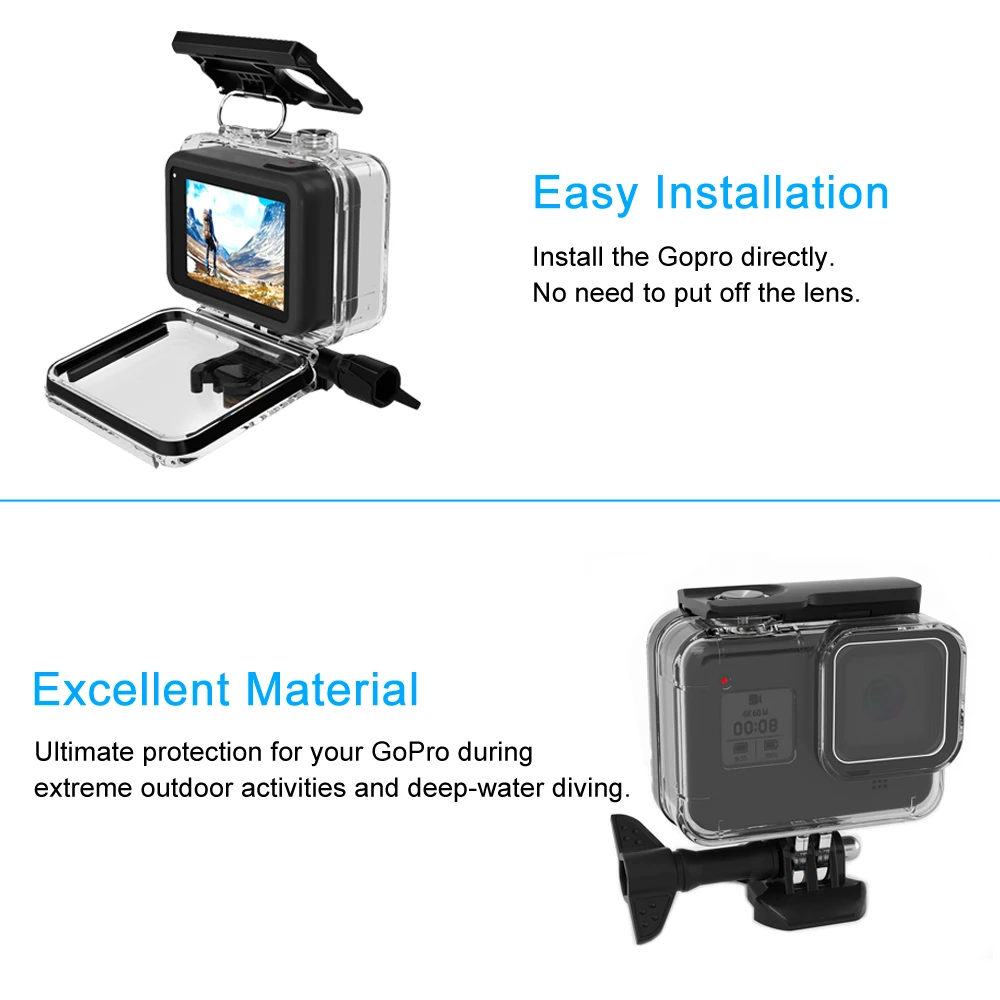60 м водонепроницаемый чехол для GoPro Hero 8 черный корпус для подводного погружения защитный чехол для дайвинга крепление для Go Pro 8 аксессуары для камеры