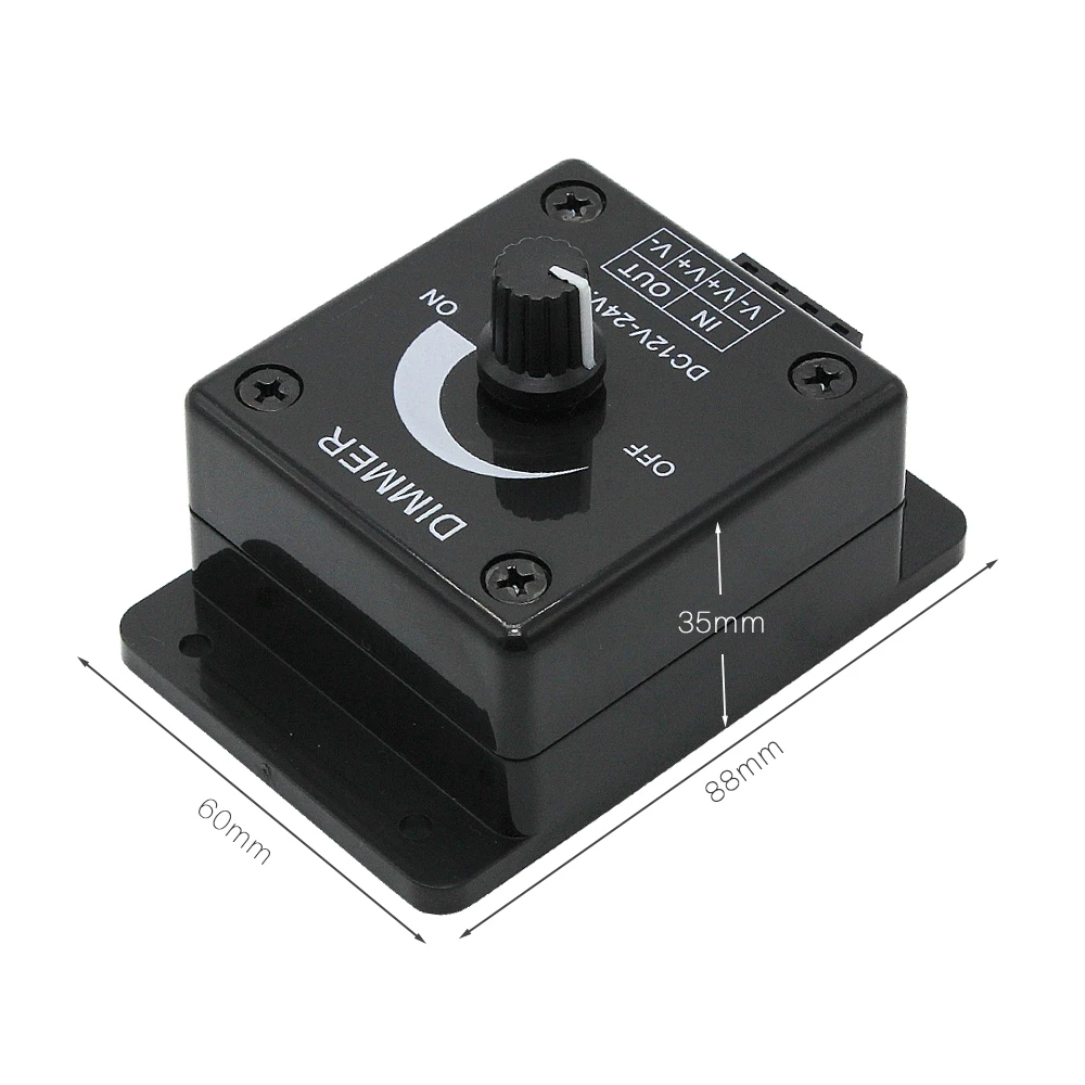 

Mini Knob Stepless Dimmer brightness adjustment Black controller switch DC 12V-24V 8A Home lighting Accessories